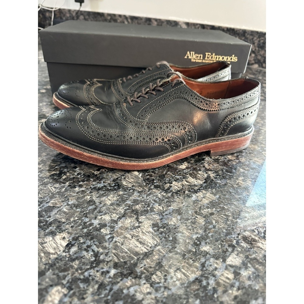 ALLEN EDMONDS 8.5D MCTAVISH BLACK LEATHER WINGTIP DRESS SHOES Men's